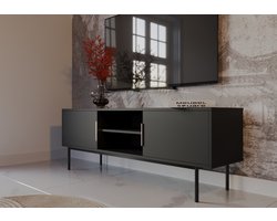 Meubel Square - TV meubel Luxora - Mat Zwart - 154 cm - Kast