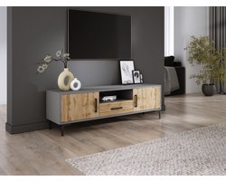 Meubel Square - TV meubel NOX - Antraciet / Eiken - 140 cm - TV kast