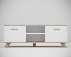Meubel Square - TV meubel SINDI - 138cm - Wit / Eiken - Scandinavische stijl -TV kast
