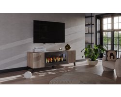 Meubel Square - TV meubel VELORIA - met bio ethanol sfeerhaard - Hout - 160 cm - Kast met open haard - Niet elektrisch