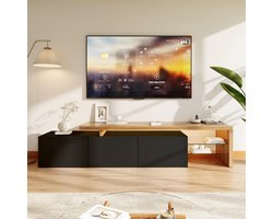 Meubel voor Televisie Scandinavisch Design met LED Verlichting & 3 Deuren - Wit/Zwart