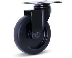 Meubel zwenkwiel zwart met topplaat - 100mm - 90kg