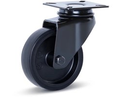 Meubel zwenkwiel zwart met topplaat - 75mm - 60kg