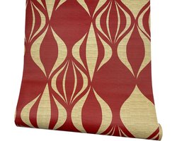 Meubelbeschermend Papier - Plank Bekleding - Dressoir Decoreren - Zelfklevend Ontwerp - 45 cm x 3 m - Rood Geometrisch