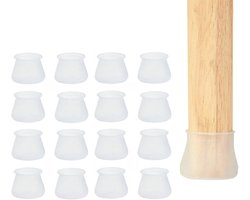 Meubelbeveiliging pad gemaakt van wit siliconen, duurzaam, transparant en antislip meubel slider, eetkamerstoel beenbescherming pad, hardhouten vloer cup sokken, geschikt voor thuis en kantoor stoelen (24 stuks) 4x4x3cm
