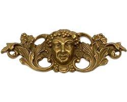 Meubeldecoratie Messing antiek 'Bacchus hoofd' (185x70mm)