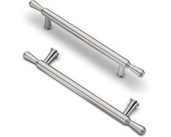 Meubelgreep, 10 stuks, kastgrepen, boorgatafstand 128 mm, massieve meubelgrepen, keuken, kastgreep, gebruikt voor deurgreep van badkamerdeur, geborsteld satijn-nikkel