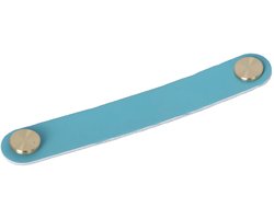 Meubelgreep leer Elena blauw 168mm geborsteld goud