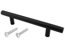 Meubelgreep - Rond - Zwart - 380x12x320mm - T-Model - RVS - Inclusief montageschroeven - Handgreep