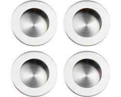 Meubelgrepen - 4 Stuks - RVS - Zilver - Met schroeven - Rond - 50×40 mm - Komgreep - Meubelgreep - Handgreep - Meubelbeslag - Handgrepen kast - Handgrepen voor deur - Voor lade, kast en deur