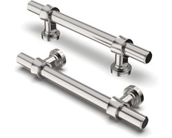 Meubelgrepen - 96 mm - boorgatafstand - meubelgrepen - kastgrepen - keuken - kastgreep - gebruikt voor deurgreep van badkamerdeur - kledingkast - geborsteld satijn-nikkel - 10 stuks