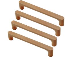 Meubelgrepen Hout - Deurgrepen Kast - Keuken Lade - Massief Hout - 96mm Boorgatafstand - Beukenhout