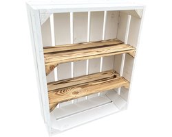 Meubelkistje Beach White met twee gebrande tussenplankjes - DecoLis