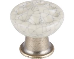 Meubelknop antiek messing / porselein beige