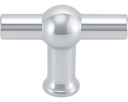 Meubelknop Chroom RVS - T-Greep Kansas - 48mm - Knoppen voor keukenkast - deurknopjes - Meubelknoppen / Kastknoppen Chroom