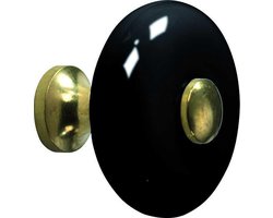 Meubelknop Lara porselein zwart/messing ongelakt