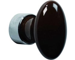 Meubelknop ovaal porselein 33mm glans nikkel/bruin