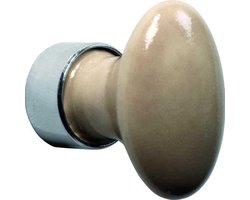 Meubelknop ovaal porselein 33mm glans nikkel/camee mat