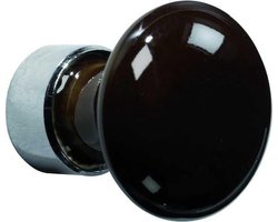 Meubelknop Paddenstoel porselein 30mm glans nikkel/bruin