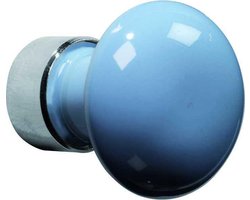 Meubelknop Paddenstoel porselein 30mm glans nikkel/lichtlblauw