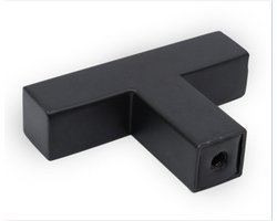 Meubelknop Zwart Vierkant - RVS - 50mm