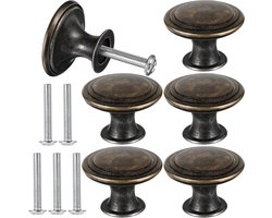 Meubelknoppen - Kastgrepen - Meubels Vernieuwen - Massieve Zinklegering - 6 stuks - Antiek Brons