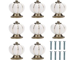 Meubelknoppenset met vintage en antiek effect voor kasten, kasten, ladegrepen, keuken, badkamer, in crèmewit keramiek, 3,7 x 3,5 cm, 8 stuks