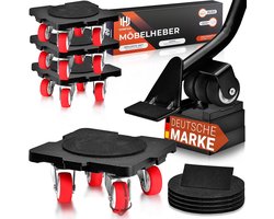 Meubelkrik set - Transportroller meubels - Verhuizen en tillen - 360 graden wielen - 400 kg draagvermogen - Zwart