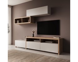 Meubella - Amedeo - Wandmeubel - Beige/Eikenpatroon