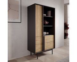 Meubella - Antigo - Boekenkast - Eiken/Antraciet - 83x43x155 cm