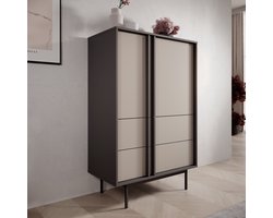 Meubella - Antigo - Dressoir - Beige/Antraciet - 83x43x127 cm
