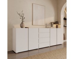Meubella - Aroji - Dressoir - Wit - 222x40x78 cm