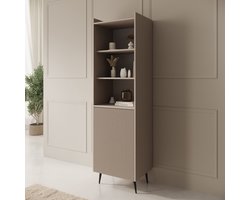 Meubella - Asty - Boekenkast - Beige - 52x41x180 cm