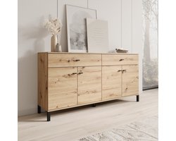 Meubella - Avellio - Dressoir - Eikenpatroon - 154x35x78 cm