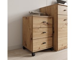 Meubella - Avellio - Ladekast met 3 lades - Eikenpatroon - 39x35x57 cm
