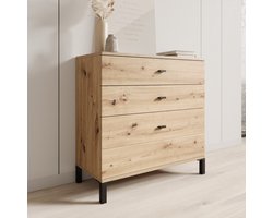Meubella - Avellio - Ladekast met 3 lades - Eikenpatroon - 77x35x78 cm