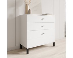 Meubella - Avellio - Ladekast met 3 lades - Wit - 77x35x78 cm
