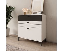 Meubella - Basmira - Ladekast met 3 lades - Wit - 77x35x78 cm