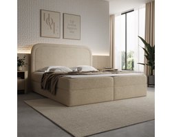 Meubella - Bastide - Boxspring - Teddystof beige - 180x200 cm
