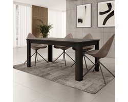 Meubella - Bijou - Eetkamertafel - Zwart - 160x90x73 cm