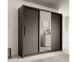 Meubella - Blue - Kledingkast schuifdeuren - Antraciet - 248x62x215cm