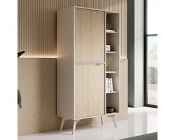 Meubella - Boekenkast Essence - Beige - Licht eiken - 80 cm