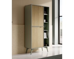 Meubella - Boekenkast Essence - Groen - Licht eiken - 80 cm