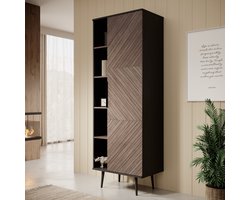 Meubella - Boekenkast Pedro - Donker eiken - Zwart eiken - 70 cm