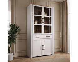 Meubella - Borello - Buffetkast - Wit - 106x42x205 cm