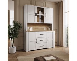 Meubella - Borello - Buffetkast - Wit - 146x42x205 cm