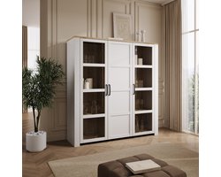 Meubella - Borello - Buffetkast - Wit - 151x42x161 cm