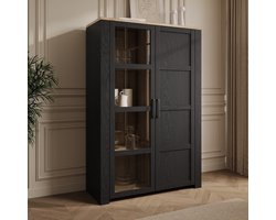 Meubella - Borello - Buffetkast - Zwart - 106x42x161 cm