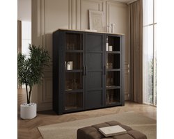 Meubella - Borello - Buffetkast - Zwart - 151x42x161 cm