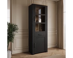 Meubella - Borello - Buffetkast - Zwart - 72x42x205 cm